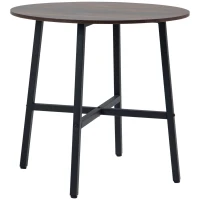 HOMCOM Ф31.5" Dining Room Table, Industrial Style Kitchen Table Round  with Steel Legs, Rustic Brown(m-11)