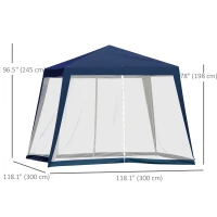 Outsunny 10x10ft Party Tent Canopy with Netting, Patio Screen House Slant Leg Outdoor Gazebo Sun Shade Shelter, Blue(m-3)