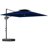 Outsunny Square Cantilever Patio Umbrella, Double Top Patio Hanging Offset Umbrella with Crank & Tilt, 8' x 9', Dark Blue(m-11)