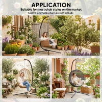 Outsunny Hanging Egg Chair Stand Only, Heavy Duty Hammock Chair Stand, 330lbs Weight, Black(m-6)