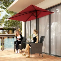 Outsunny 8ft Half Round Umbrella Outdoor Balcony Parasol Patio Garden Outdoor Window Sun Shade w/ 5 Ribs(m-10)