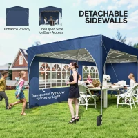 Outsunny 10 x 20 ft Pop Up Canopy Tent with Reflective Strips, UPF 50+ Easy up Instant Canopy with 6 Sandbags, Dark Blue(m-7)