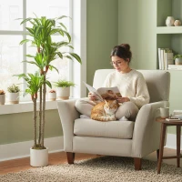 HOMCOM 5FT Dracaena Fake Plant, Artificial Plant with Bendable Trunks for Home Office Decor, Green(m-1)