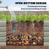 Outsunny 8 x 1.3 x 1.5ft Galvanized Raised Garden Bed, Reinforced Outdoor Planter Box with Open Bottom, Light Grey(m-6)