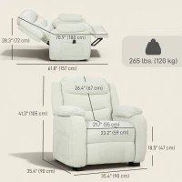 HOMCOM Massage Recliner Chair, Power Recliner with Quiet Brushless Motor, Remote, Pockets, 2 Memory Positions, Beige(m-3)