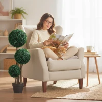 HOMCOM 35 Inch Potted Fake Plant Set of 2, Artificial Boxwood Topiary Tree, Triple Ball Tree for Indoor and Outdoor, Green(m-8)