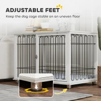 PawHut Dog Crate Furniture with Washable Cushion, Adjustable Feet for Medium Dogs, Indoor Use, Grey(m-9)