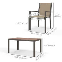 Outsunny 7 Piece Outdoor Dining Set with Rectangular Table and 6 Stackable Chairs, for Backyard, Lawn, Deck, Balcony, Pool Side(m-3)