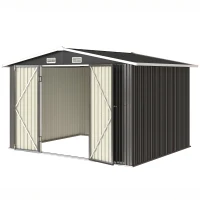 Outsunny 10' x 8' Metal Shed, Heavy Duty Outdoor Storage Shed with 4 Vents and Lockable Double Doors, Dark Grey(m-2)