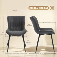 HOMCOM Dining Chairs Set of 4, PU Leather Upholstered Kitchen Chairs with Backrest and Steel Legs, Black(m-3)