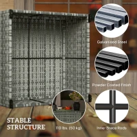 Outsunny 24.4" Patio Wicker Coffee Table, PE Rattan Outdoor Side Table with Tempered Glass Top, Light Grey(m-6)