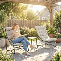 Outsunny 3 Piece Outdoor Bistro Set, Round Patio Table and Chairs Set for 2 with Breathable Mesh Seat and Cushions, Light Grey(m-10)