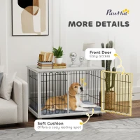 PawHut Dog Crate Furniture with Washable Cushion, Adjustable Feet for Medium Dogs, Indoor Use, Grey(m-6)