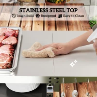 Outsunny Outdoor Grill Cart Table with Foldable Side Table, BBQ Grill Stand with Stainless Steel Top & Hooks, 45.7"x19.7", Black(m-6)