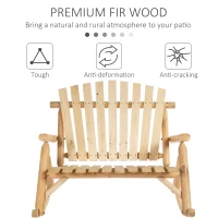 Outsunny Wooden Adirondack Rocking Chair, Outdoor Rustic Double Rocking Chair with Slatted Design for 2 Persons, Suit for Garden, Balcony, Porch, Natural Wood(m-6)