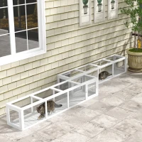 PawHut 79" Long Cat Tunnel, Cat shelter L- Shape with Extendable Design, Cat Enclosure for Indoor/Outdoor Use, White(m-8)