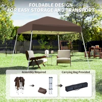 Outsunny 8' x 8' Pop Up Canopy, Outdoor Folding Tent, Portable Party Tent with Carrying Bag for Camping, Party, Picnic, Coffee(m-5)