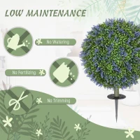 HOMCOM Artificial Plants Faux Lavender Set of 2, UV Protected Fake Plants with Ground Stakes for Indoor Outdoor Decor, Purple(m-5)