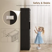 HOMCOM 73" Kitchen Pantry Cabinet, Freestanding Kitchen Hutch with 12 Door Shelves, Adjustable Shelves, Microwave Stand, Black(m-9)