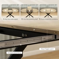 HOMCOM 39.5"-53" Extendable Dining Table for 4-6, Industrial Kitchen Table with Butterfly Leaf and X-Shape Base, Natural Wood(m-5)