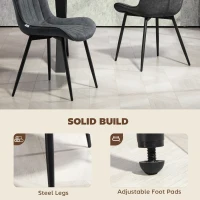 HOMCOM Dining Chairs Set of 4, PU Leather Upholstered Kitchen Chairs with Backrest and Steel Legs, Black(m-6)