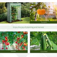Outsunny 40"L x 20"W x 59"H Walk-in Garden Greenhouse with Durable Steel Frame Outdoor Hot House Tomato Plant Warm House w/ Roll up Door, PE Cover, Green(m-6)