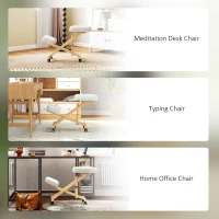 HOMCOM Ergonomic Kneeling Chair, Posture Chair with Rubberwood Frame, Wheels for Office, Posture Correction, Cream White(m-9)