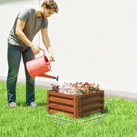 Outsunny 2 Piece Galvanized Raised Garden Bed, 2' x 2' x 1' Metal Planter Box for Growing Vegetables, Flowers, Herbs, Succulents, Brown(m-3)