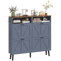 HOMCOM Shoe Storage Cabinet with 4 Flip Drawers, Farmhouse Narrow Shoe Cabinet, Holds Up to 24 Pairs, Blue(m-2)