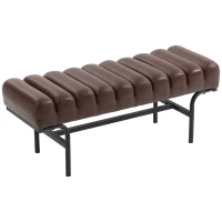 HOMCOM Bedroom Bench PU Leather End of Bed Bench with Cylindrical Seat and Metal Legs for Bedroom Living Room Hallway Brown(m-11)