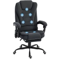 Vinsetto 7-Point Vibrating Massage Chair, Reclining Office Chair with Footrest, Reclining Back, Adjustable Height, Black(m-11)