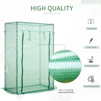 Outsunny 40"L x 20"W x 59"H Walk-in Garden Greenhouse with Durable Steel Frame Outdoor Hot House Tomato Plant Warm House w/ Roll up Door, PE Cover, Green(m-4)