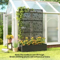 Outsunny Metal Planter Box with Trellis, 70" Tall Raised Garden Bed with Privacy Screen, Hexagon and Line Cut-Out(m-7)