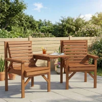 Outsunny 3Pcs Outdoor Bench Set for Backyard, Balcony, Tan Brown(m-1)