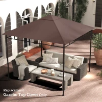 Outsunny 10' x 10' Square Gazebo Canopy Replacement UV Protected Top Cover Sun Shade Coffee(m-8)
