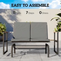 Outsunny Outdoor Glider Bench for 2 Person, Patio Glider Loveseat with Thick Cushions for Garden Balcony Porch, Dark Grey(m-7)