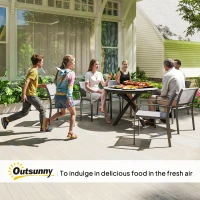 Outsunny 46.5" Outdoor Dining Table for 6, Round Picnic Table with Slatted Top for Balcony, Porch, Black(m-10)