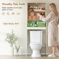 HOMCOM Over the Toilet Storage Shelf Adjustable Shelf Over the Toilet Storage Cabinet for Bathroom White and Oak(m-4)