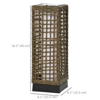 Outsunny Wicker Solar Outdoor Lamp, Decorative Floor Lamp with Auto On/Off LED Lights, IP44 for Patio, Porch, Pathway, Sand(m-3)