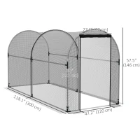 Outsunny 9.8' x 3.9' Crop Cage with Zipper Roll-Up Door, Mesh Plant Protection Tent from Animals with Galvanised Steel Frame(m-3)