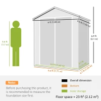 Outsunny 6x4.5FT Plastic Shed, Lockable Garden Tool Storage House with Double Doors and Vent, Grey(m-3)