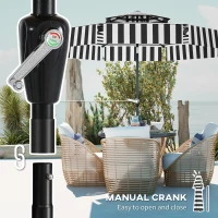 Outsunny 8.6 ft Patio Umbrella, UPF 30+ Outdoor Market Table Umbrella Parasol with 2-Tier Vent, Crank, 8 Ribs, Tilt, Black(m-7)