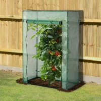 Outsunny 40"L x 20"W x 59"H Walk-in Garden Greenhouse with Durable Steel Frame Outdoor Hot House Tomato Plant Warm House w/ Roll up Door, PE Cover, Green(m-8)