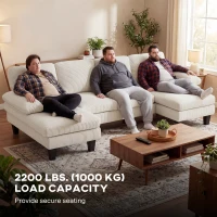 HOMCOM Sectional Sofa, U Shaped Couch with Double Chaise, Pillow-top Armrests and Spring Cushions, 2200lb Capacity, Beige(m-6)