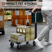 HOMCOM 330 lbs Heavy Duty Hand Truck, Folding Trolley, Dolly with Adjustable Handle and Extendable Platform, Silver and Black(m-4)