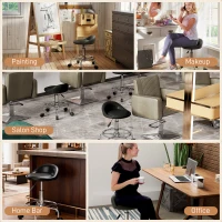 HOMCOM PU Leather Rolling Stool, Height Adjustable Swivel Salon Chair with Backrest and Foot Rest for Spa, Tattoo, Black(m-9)