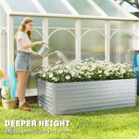 Outsunny Set of 2 Galvanised Raised Garden Bed, 6 x 3 x 2 ft Metal Garden Bed with Safe Edging, Silver(m-6)