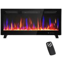 HOMCOM 42" Thin Electric Fireplace, Freestanding, Wall Mounted Fireplace Heater with Eco Mode, Auto Switch, Remote, 1500W(m-2)