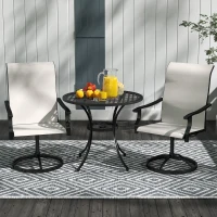 Outsunny Outdoor Swivel Dining Chairs Set of 2, High Back Swivel Chairs with All Weather Mesh for Deck, Backyard, Poolside, White(m-7)
