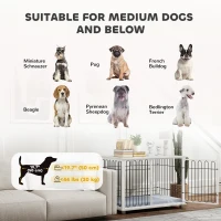 PawHut Dog Crate Furniture with Washable Cushion, Adjustable Feet for Medium Dogs, Indoor Use, Grey(m-4)